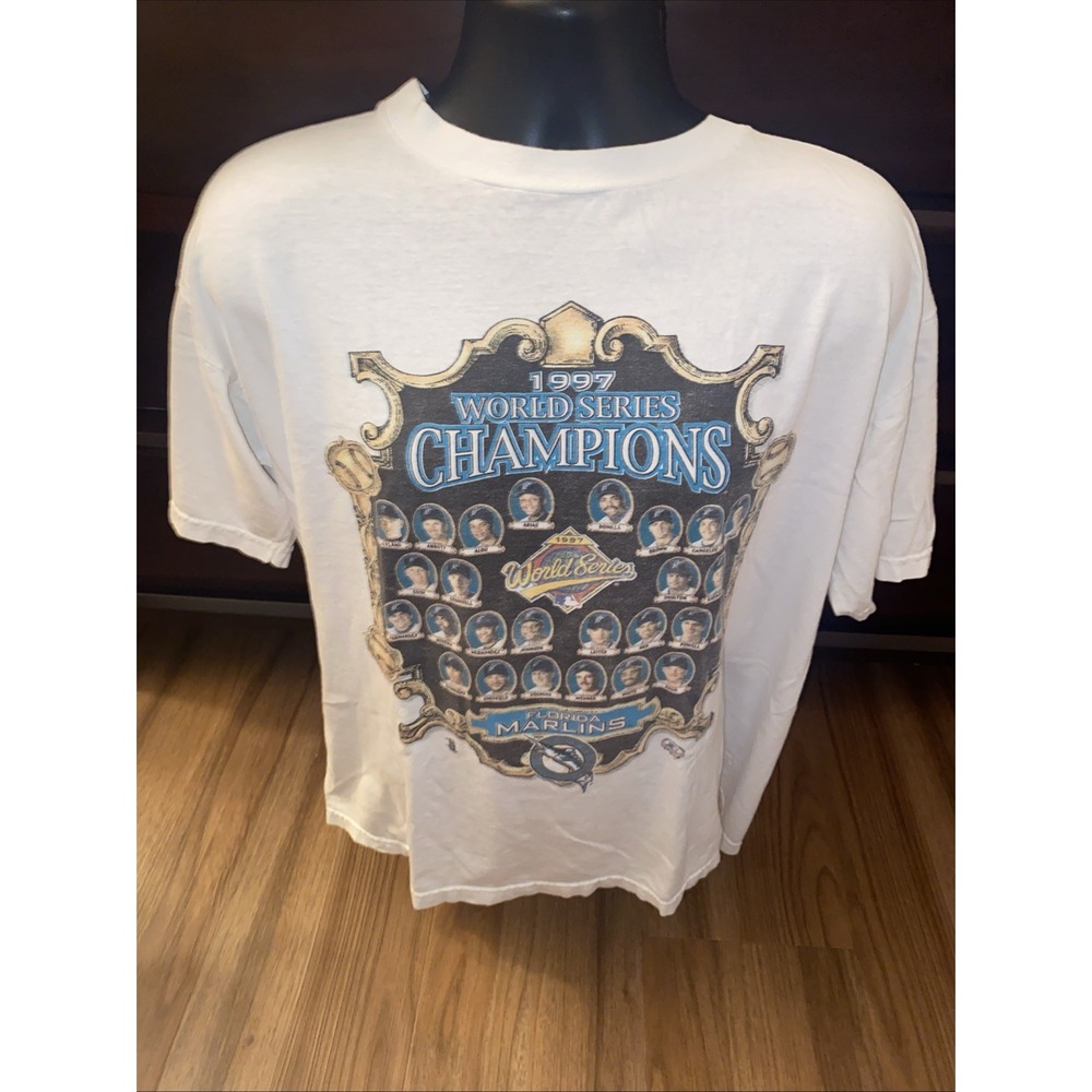 Vtg Starter 1997 Miami Florida Marlins World Series Champions Shirt Size Large